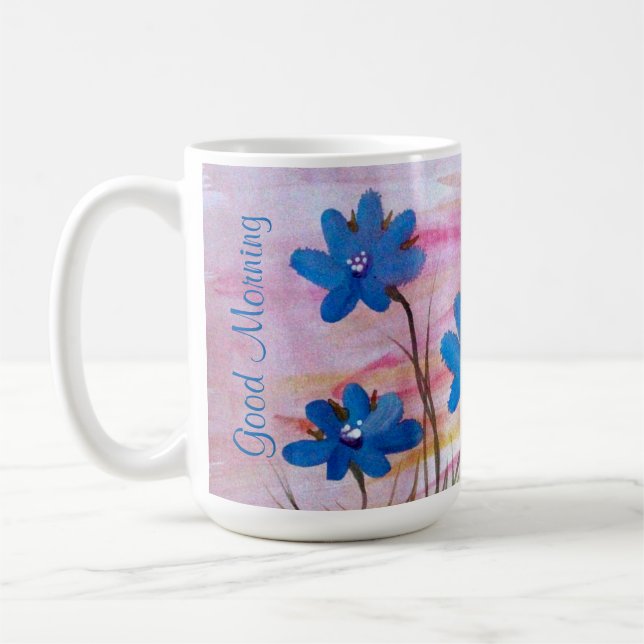 Blue Denim Floral Coffee Mug (Left)