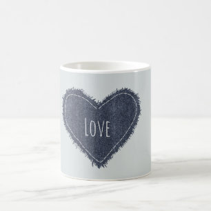 Blue Denim Heart Love Coffee Mug