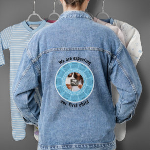 Blue Denim Jean Jacket Pregnancy We're Expecting