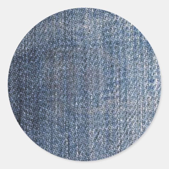 blue denim jeans fabric texture classic round sticker (Front)