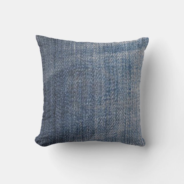 blue denim jeans fabric texture cushion (Front)