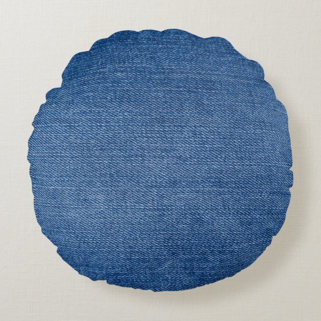 Blue denim jeans round cushion (Front)