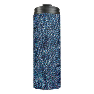Blue denim jeans texture background. thermal tumbler