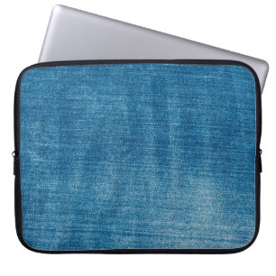 Blue denim jeans texture close up. Blue denim jean Laptop Sleeve