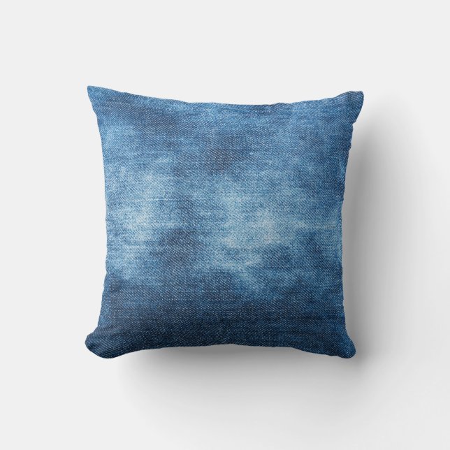 Blue denim jeans texture cushion (Front)
