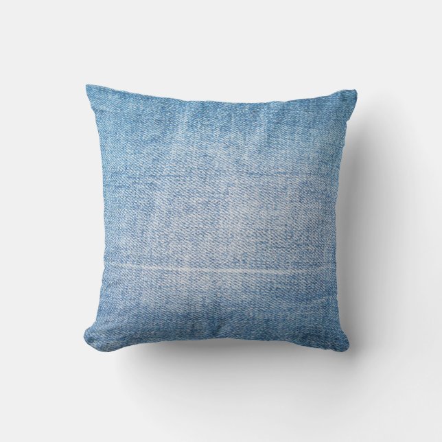 Blue denim jeans texture cushion (Front)
