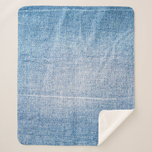 Blue denim jeans texture sherpa blanket