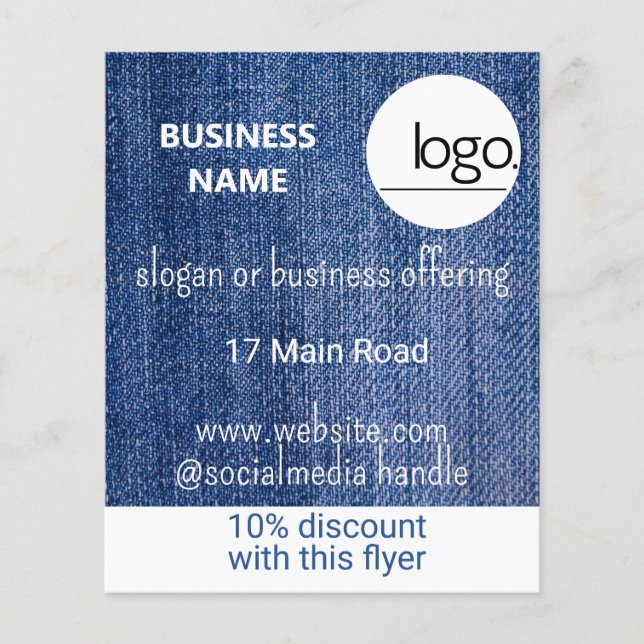 BLUE DENIM LOGO BUSINESS MARKETING PROMOTIONAL FLYER (Front)