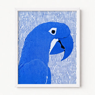 Blue Denim Macaw Modern Illustration Poster