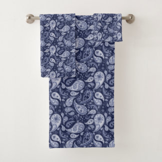 Blue Denim Paisley Bath Towel Set