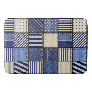Blue Denim Patchwork Bath Mat