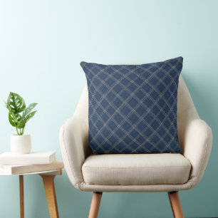 Blue Denim Plaid  Pattern Cushion