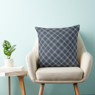 Blue Denim Plaid  Pattern Cushion