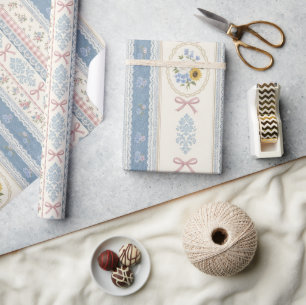 Blue Denim Shabby Chic Vintage Gift Wrapping Paper