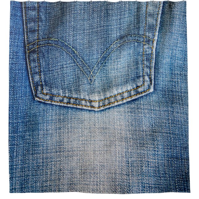 Blue denim shower curtain (Front)