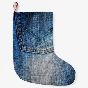 Blue denim small christmas stocking
