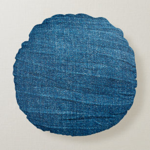 Blue denim texture, Bluejeans texture Round Cushion