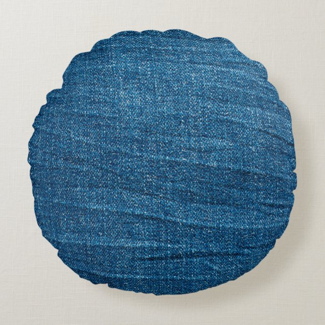 Blue denim texture, Bluejeans texture Round Cushion (Front)