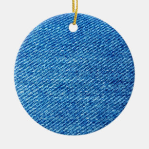 Blue Denim Texture Ceramic Ornament