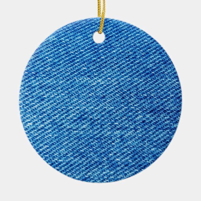 Blue Denim Texture Ceramic Ornament (Front)