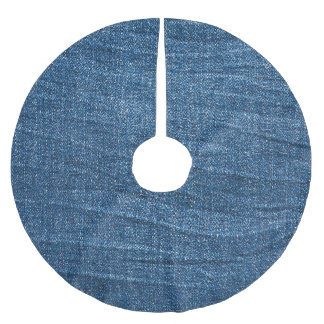 Blue Denim Texture: Classic Jeans. Brushed Polyester Tree Skirt