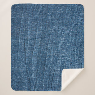 Blue Denim Texture: Classic Jeans. Sherpa Blanket