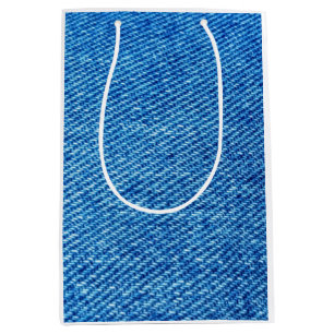 Blue Denim Texture Medium Gift Bag