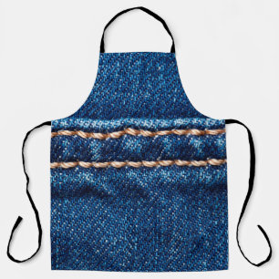 Blue denim texture with stitch line closeup, Jeans Apron