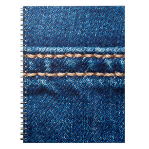 Blue denim texture with stitch line closeup, Jeans Notebook