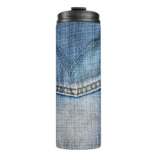 Blue denim thermal tumbler