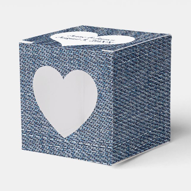 Blue Denim With Heart Favour Box (Front Side)