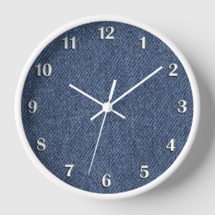 Blue Denim with White Numbers Clock