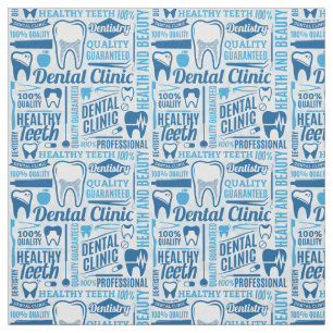 Blue Dental Clinic Pattern Fabric