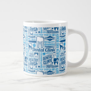 Blue Dental Clinic Pattern Large Coffee Mug