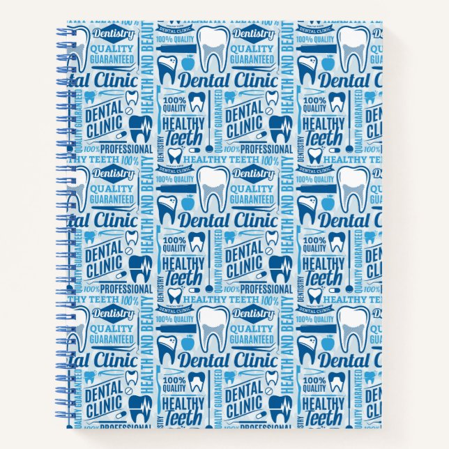 Blue Dental Clinic Pattern Notebook (Front)