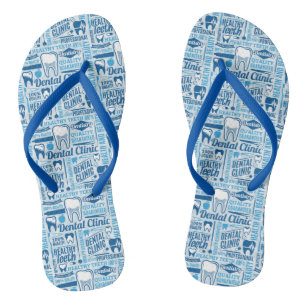 Blue Dental Clinic Pattern Thongs