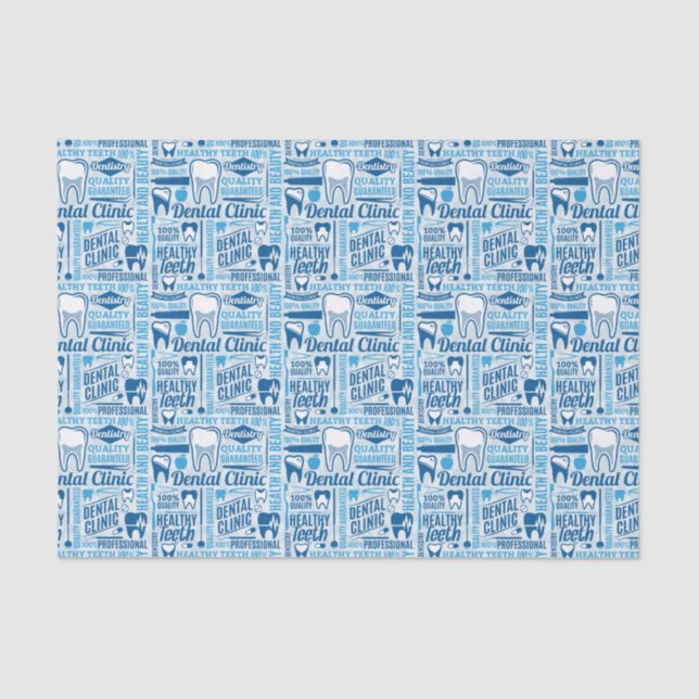 Blue Dental Clinic Pattern Tissue Paper (Front)