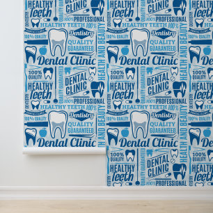 Blue Dental Clinic Pattern Wallpaper