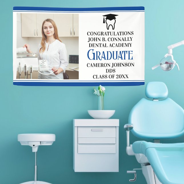 Blue Dental School Graduation Party Photo Banner (Creator Uploaded)