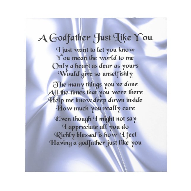 Blue Design  Godfather Poem Notepad (Front)
