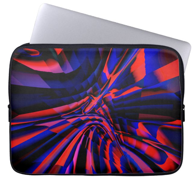 Blue design of squares aligned on crooked object   laptop sleeve (Front)