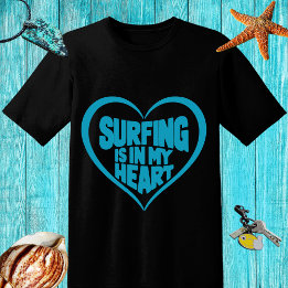 Blue design 'Surfing is in my heart' T-Shirt
