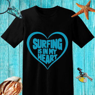 Blue design 'Surfing is in my heart' T-Shirt