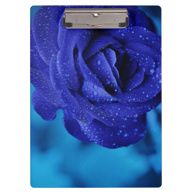 Blue Dewdrop Rose Clipboard (Front)