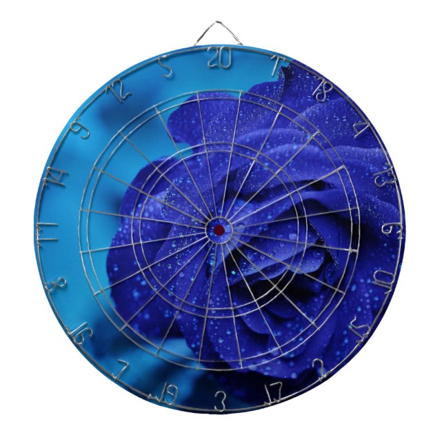 Blue Dewdrop Rose Dartboard (Front)