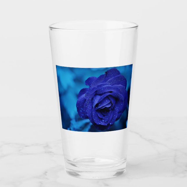 Blue Dewdrop Rose Glass (Front)