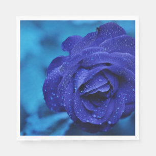 Blue Dewdrop Rose Napkin