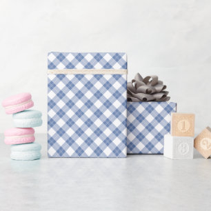 Blue Diagonal Check Pattern Wrapping Paper Roll