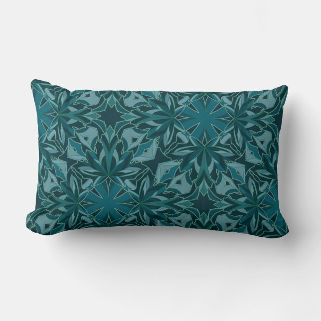 Blue Diagonal Leaf Design Accent Pillow (Front)