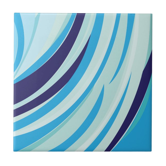 Blue Diagonal Stripe Ceramic Tile (Front)